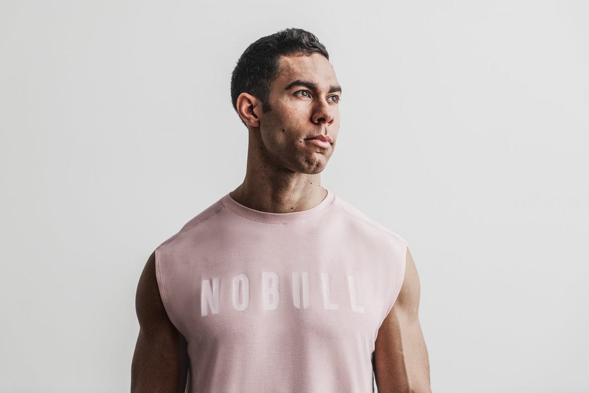 Nobull Sleeveless Men's T Shirts Rose | Australia (MH9260)